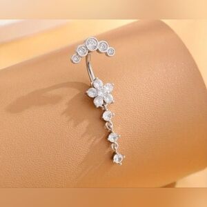 2 For 25$ New! Elegant Silver Floral Belly Rings!
